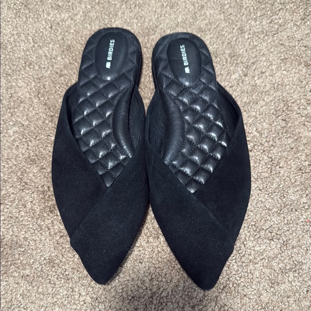 Birdies Women's Black Quilted Slip-On Shoes